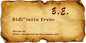 Blázsits Ervin névjegykártya